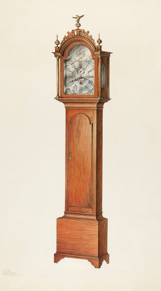 Clock (ca. 1938) by Lawrence Phillips. Original from The National Gallery of Art. Digitally enhanced by rawpixel.