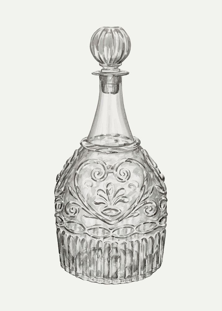 Vintage decanter illustration vector, remixed from the artwork by John Dana