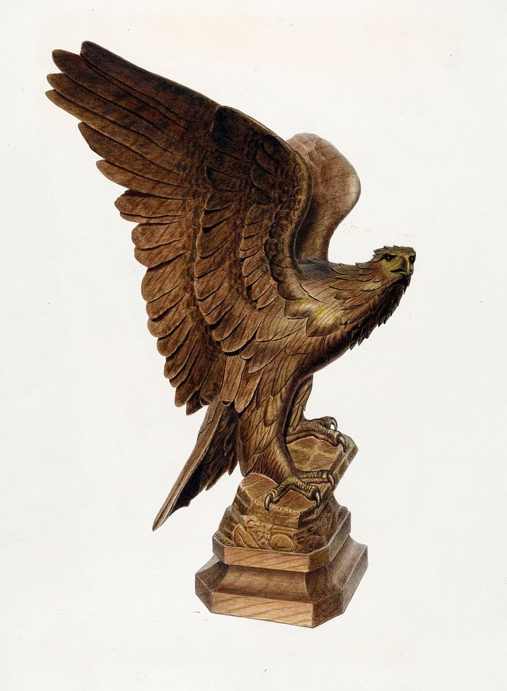 Carved Eagle (c. 1938) by Edward L. Loper. Original from The National Gallery of Art. Digitally enhanced by rawpixel.