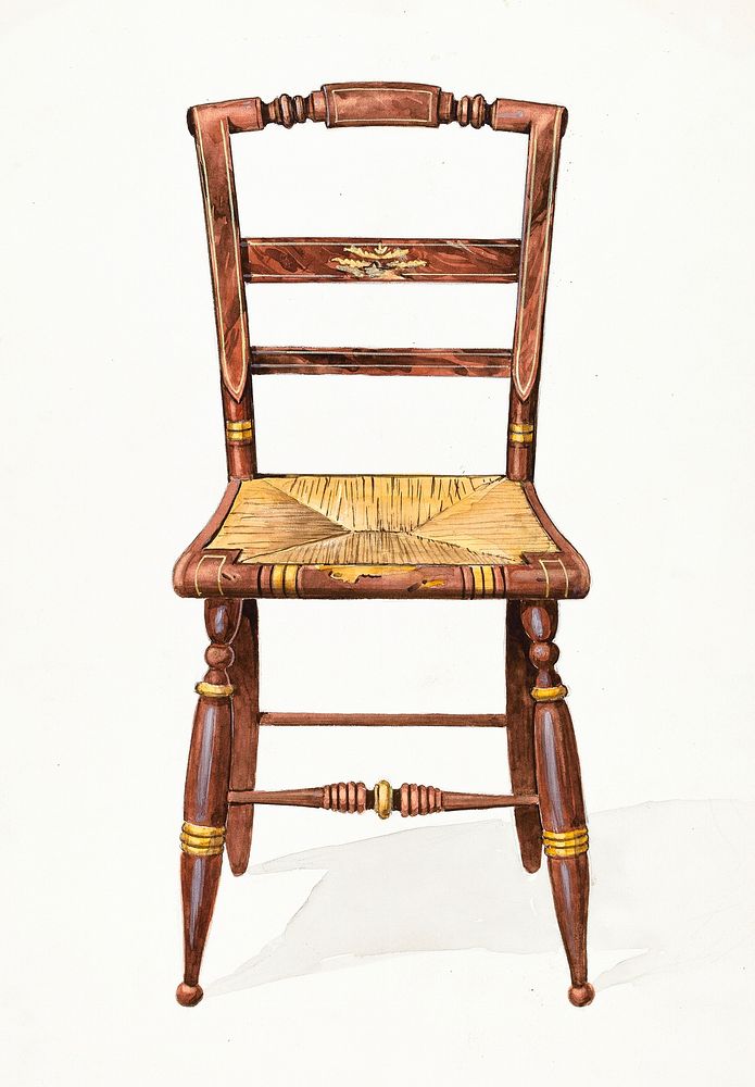 Rush Bottom Chair (c. 1937) by Dana Bartlett. Original from The National Gallery of Art. Digitally enhanced by rawpixel.