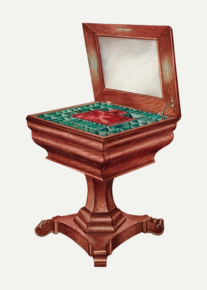 Vintage sewing table illustration vector, remixed from the artwork by Charles Goodwin