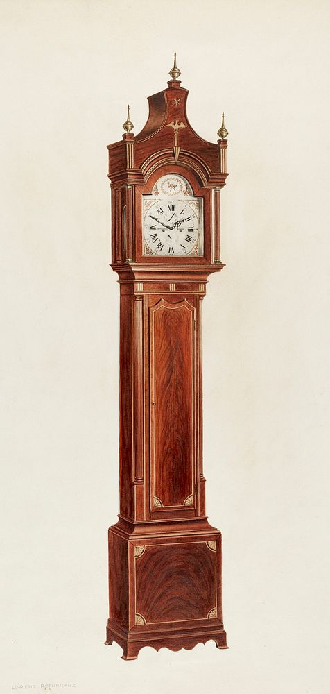 Tall Clock (c. 1938) by Lorenz Rothkranz. Original from The National Gallery of Art. Digitally enhanced by rawpixel.
