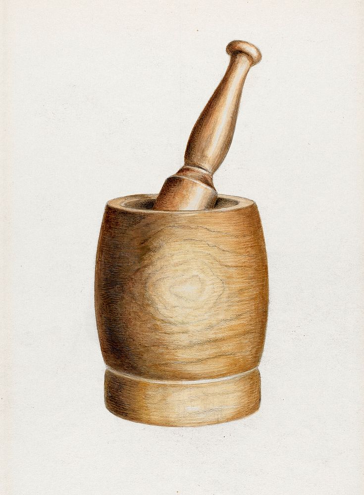 Mortar and Pestle (ca. 1936) by Theodore Pfitzer. Original from The National Gallery of Art. Digitally enhanced by rawpixel.