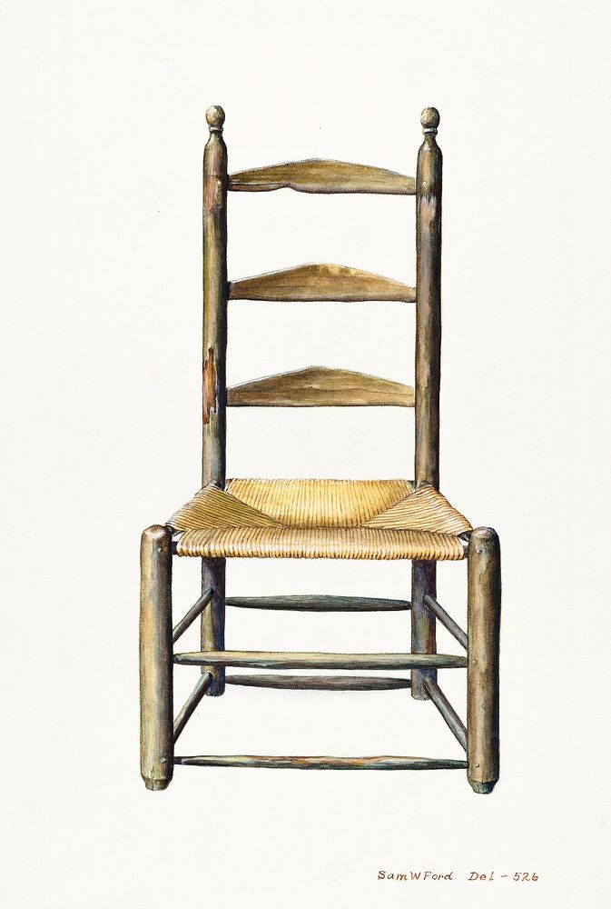 Pennsylvania Ladder Back Chair (1935&ndash;1942) by Samuel W. Ford. Original from The National Gallery of Art. Digitally…