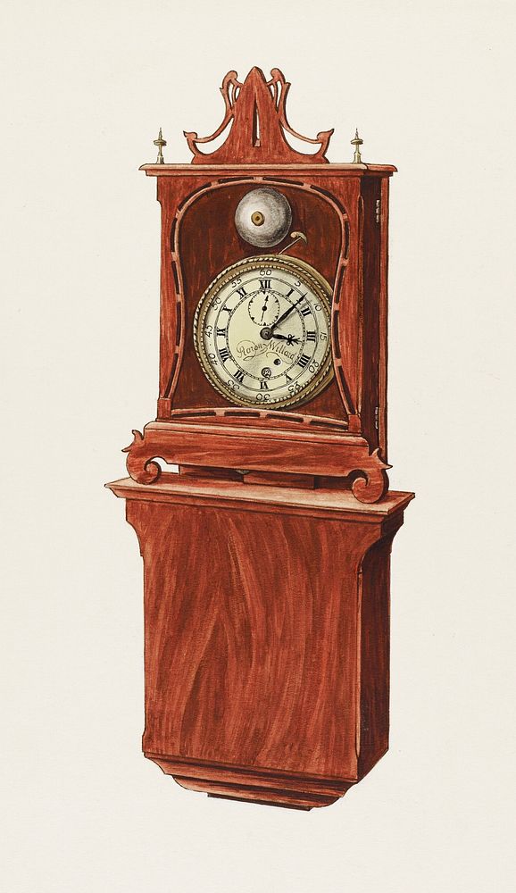 Wall Clock (c. 1937) by Ulrich Fischer. Original from The National Gallery of Art. Digitally enhanced by rawpixel.