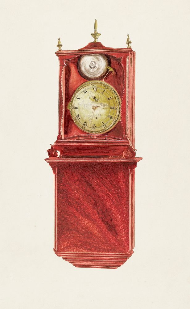 Wall Clock Antique (c. 1938) by Jordan E. Original from The National Gallery of Art. Digitally enhanced by rawpixel.