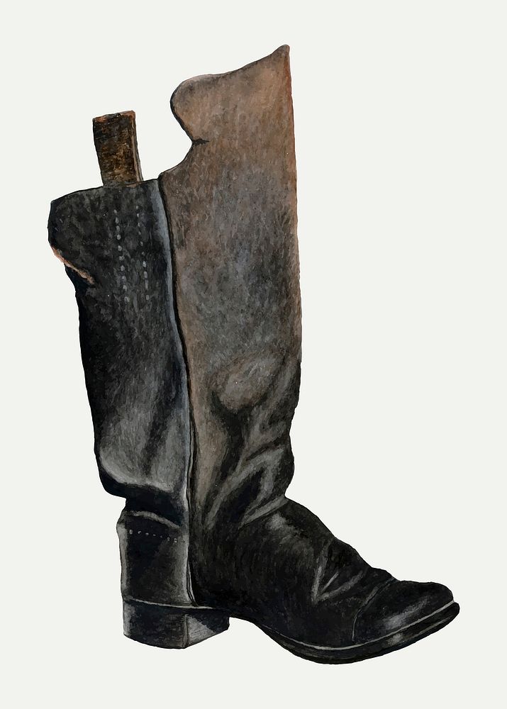 Leather boots vector, remix from artwork by Earl Butlin