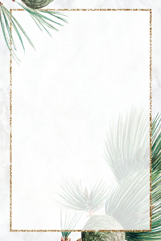 Holiday pine tree frame art print, remix from artworks by Megata Morikaga
