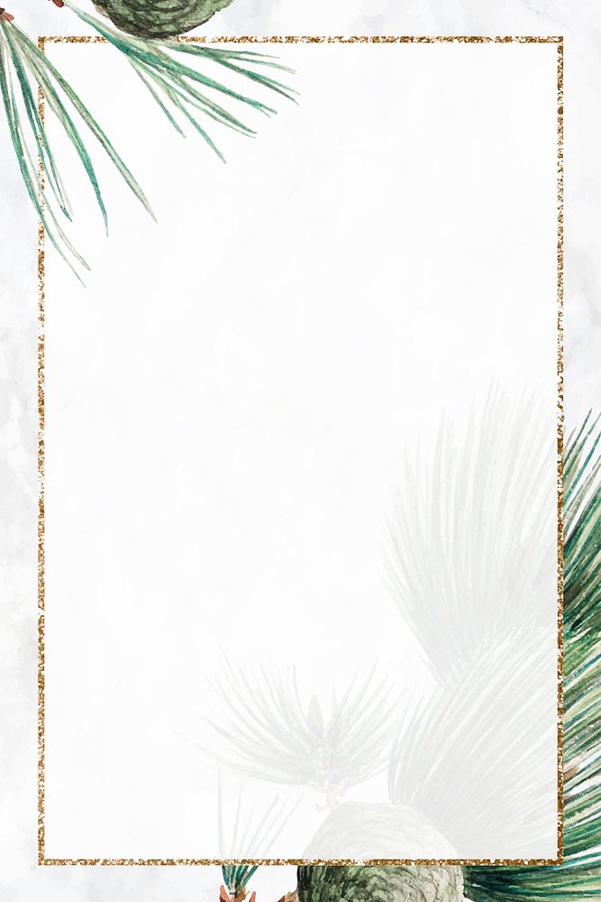 Christmas pine tree frame vector art print, remix from artworks by Megata Morikaga