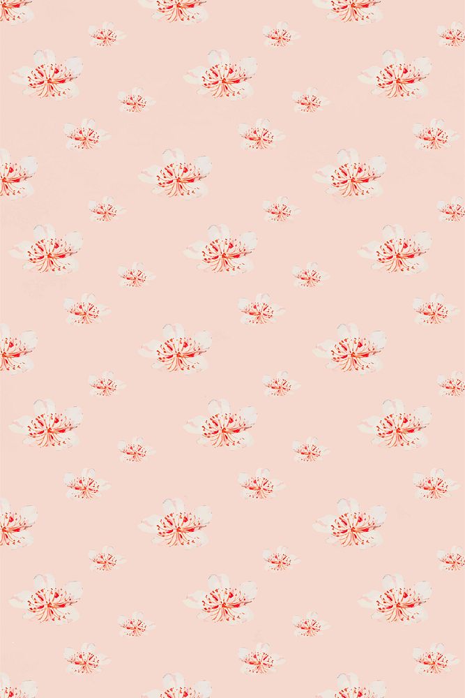 Pink floral pattern vector background, remix from artworks by Megata Morikagaa