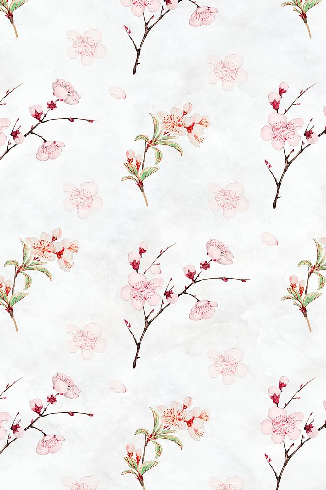Japanese plum blossom pattern background, remix from artworks by Megata Morikaga