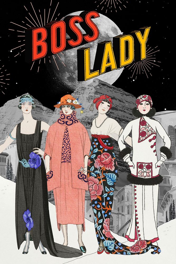 Boss lady women's fashion, remix from artworks by George Barbier