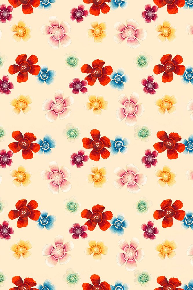 Sweet William floral pattern background vector, remix from artworks by Zhang Ruoai
