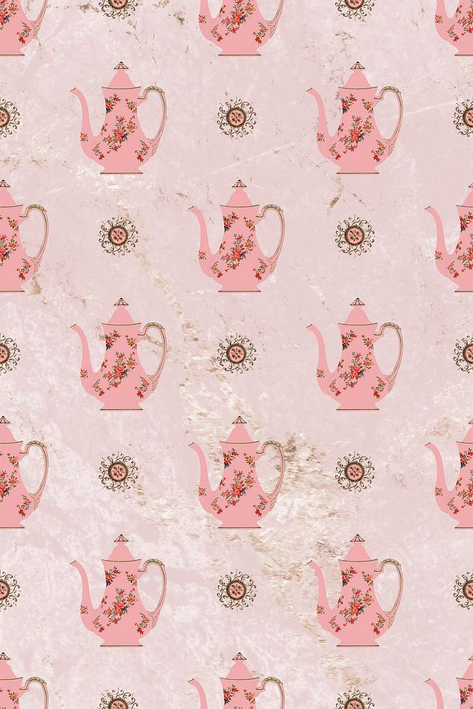 Vintage pitcher seamless pattern psd, remixed from Noritake factory tableware design