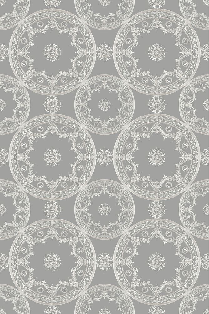Vintage mandala pattern background vector in gray, remixed from Noritake factory china porcelain tableware design