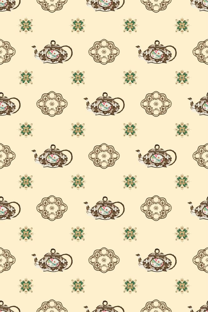 eapot seamless pattern background vector, remixed from Noritake factory tableware design