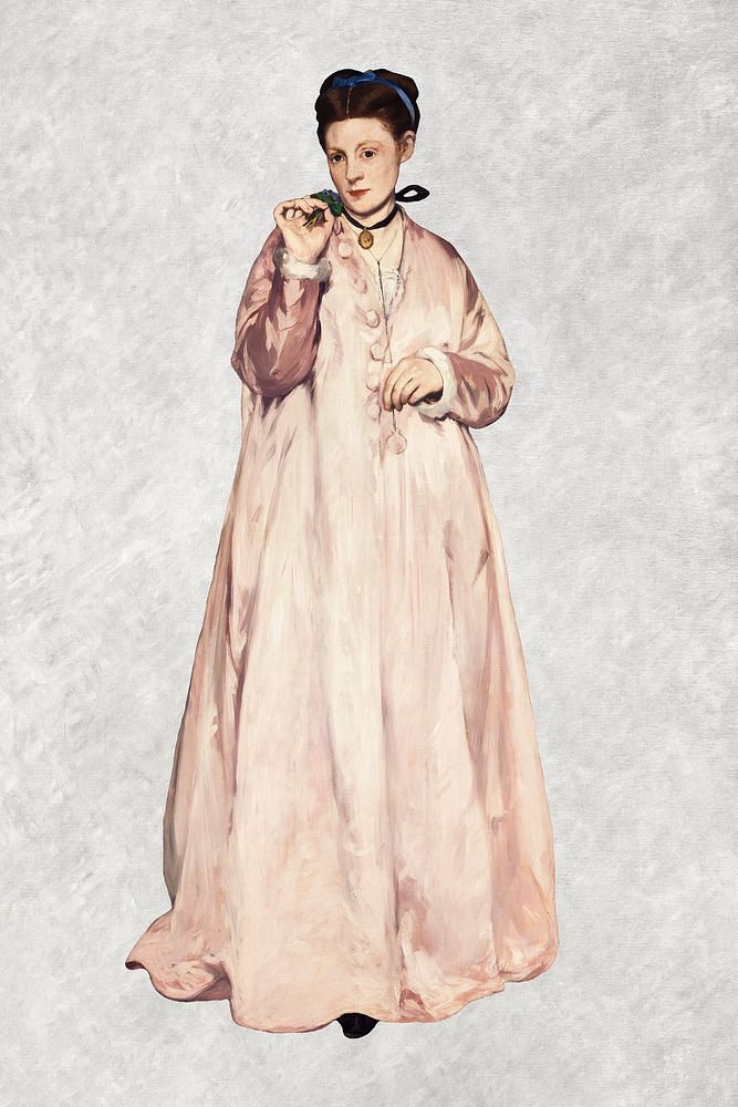 Vintage woman in dress illustration, remixed from artworks by &Eacute;douard Manet