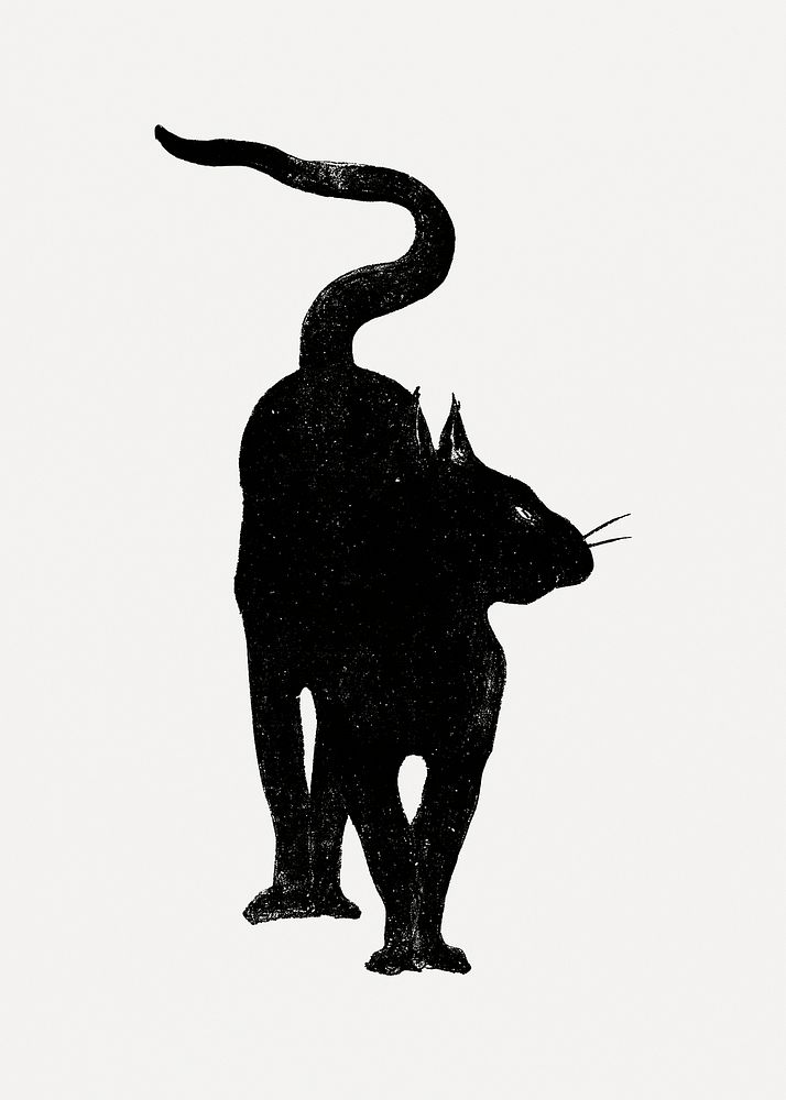 Vintage black cat illustration psd, remixed from artworks by &Eacute;douard Manet