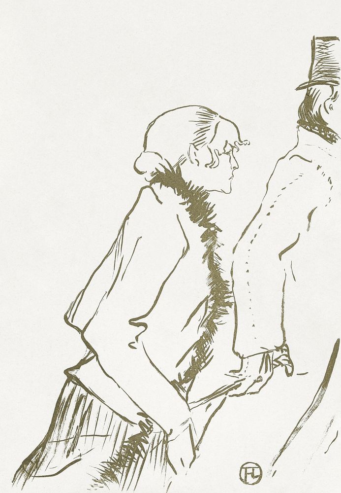 Ontwerp voor omslag muziekblad Pauvre pierreuse met lopende vrouw en man (1893) print in high resolution by Henri de…