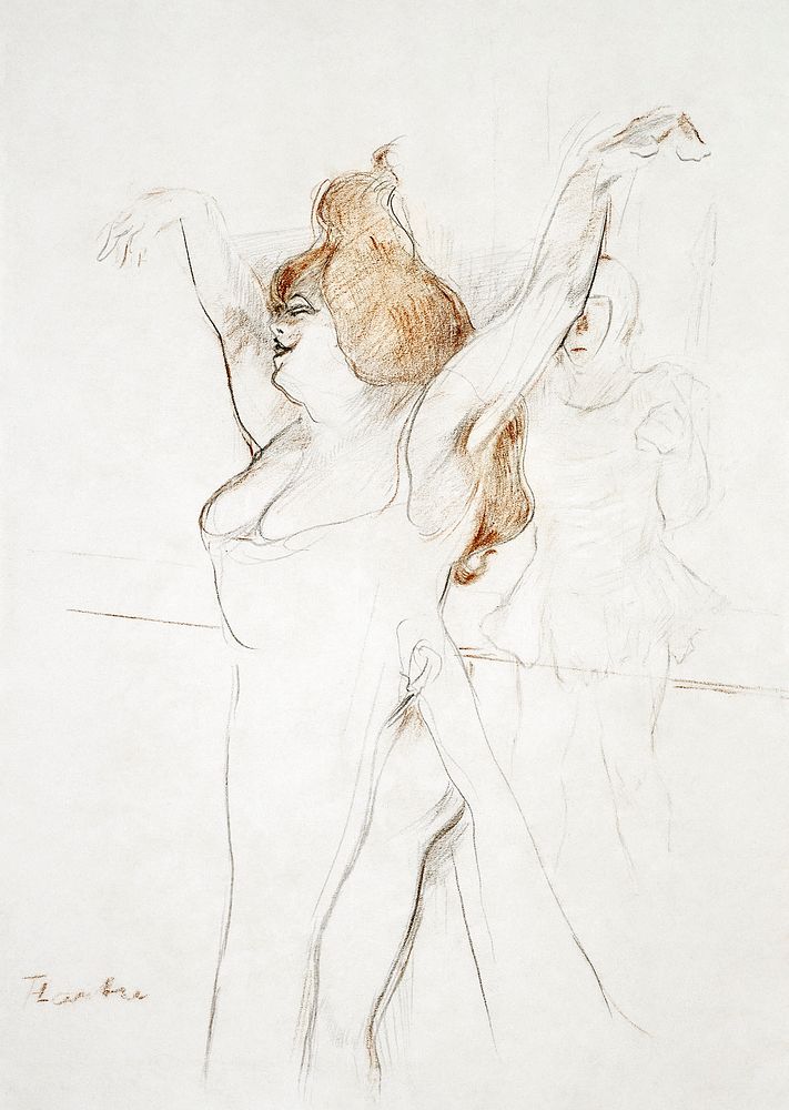 Mademoiselle Cocyle as Helen of Troy in La Belle Helene (1900) drawing in high resolution by Henri de…