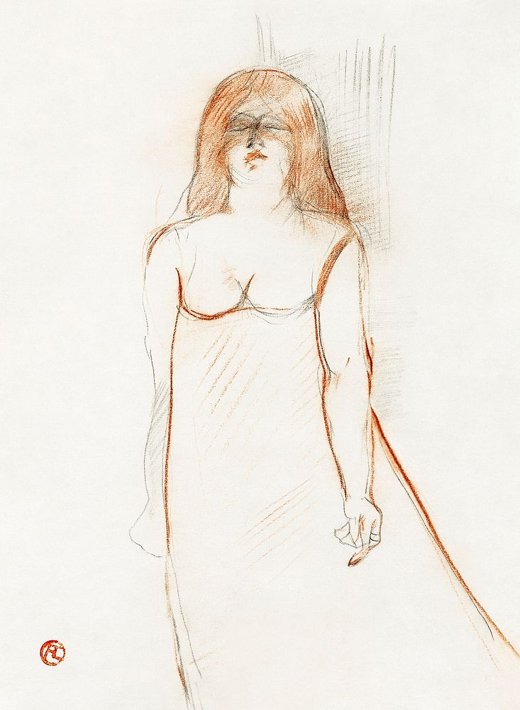 Mademoiselle Cocyte (1900) drawing in high resolution by Henri de Toulouse&ndash;Lautrec. Original from The Art Institute of…