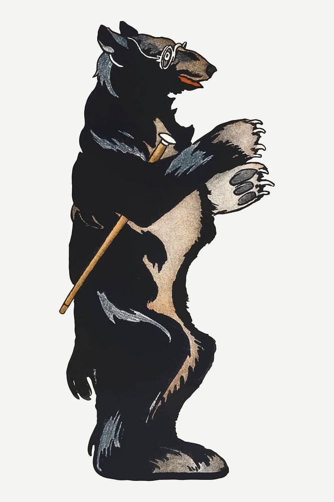 Standing bear vector art print, remixed from artworks by Edward Penfield