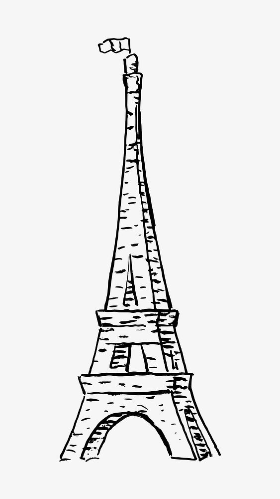 Vintage Eiffel tower vector hand drawn illustration, remixed from artworks from Leo Gestel