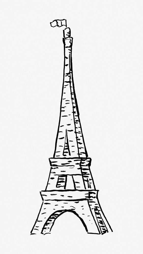 Vintage Eiffel tower hand drawn illustration, remixed from artworks from Leo Gestel