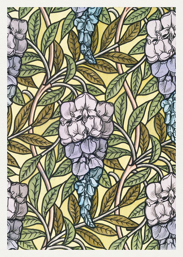 Art nouveau wisteria flower pattern design resource