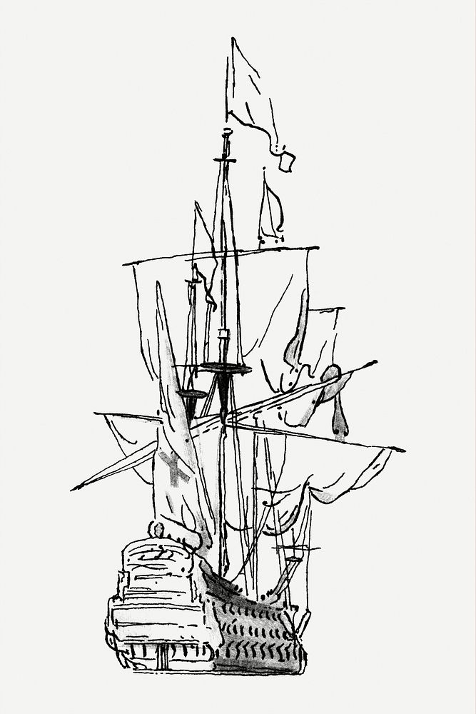 Vintage battleship illustration