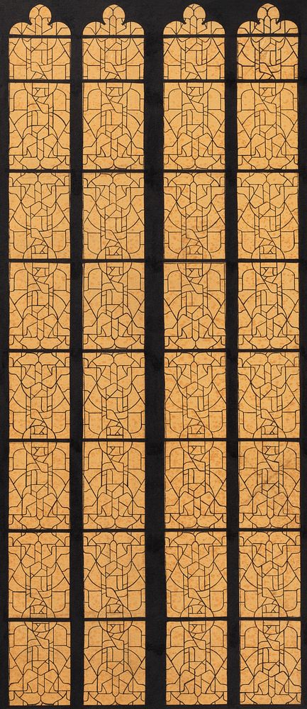 Carpet design for windows in the Noordertransept in the Dom in Utrecht (1878&ndash;1938) drawing in high resolution by…