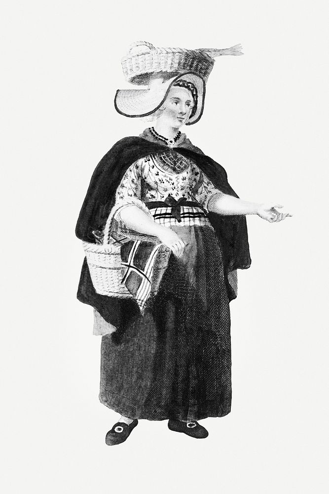 Monotone victorian woman illustration