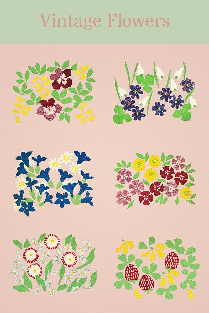 Floral lithograph style pack mockup