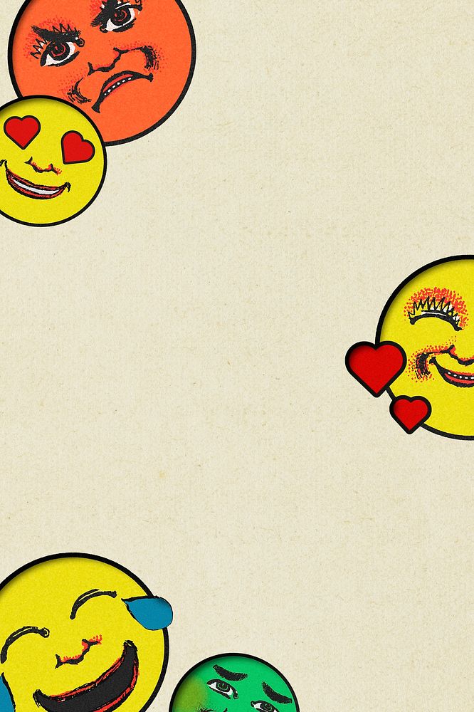 Vintage emoji frame design element