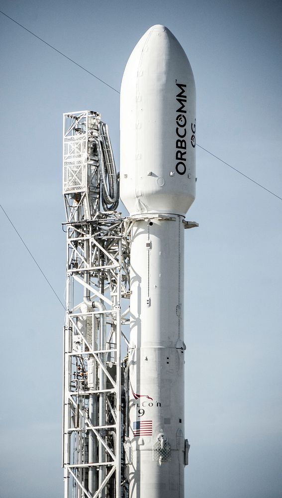 ORBCOMM&ndash;2 (2015). Falcon 9 on the pad in advance of mission to launch 11 ORBCOMM satellites & attempt 1st stage…