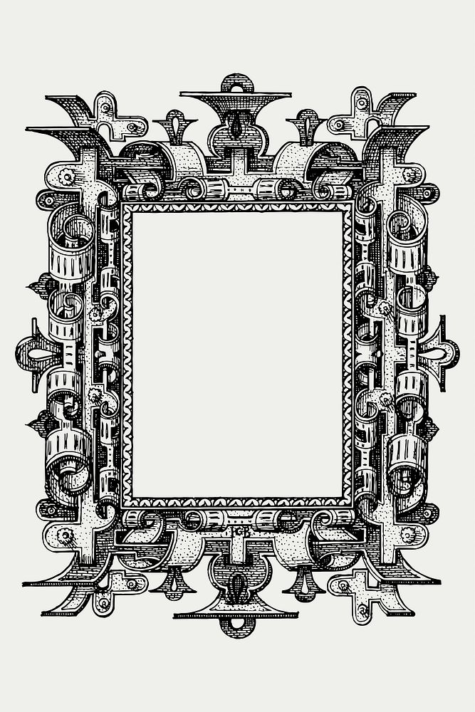 Vector medieval frame black and white 