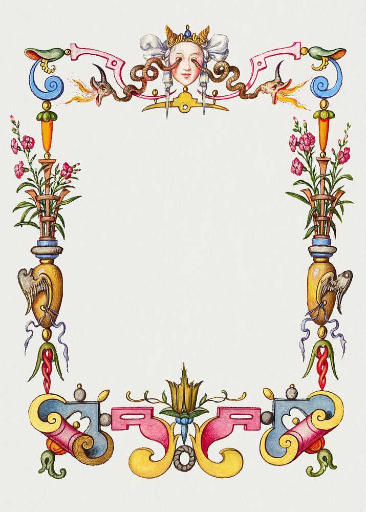 Medieval medusa colorful frame illustration
