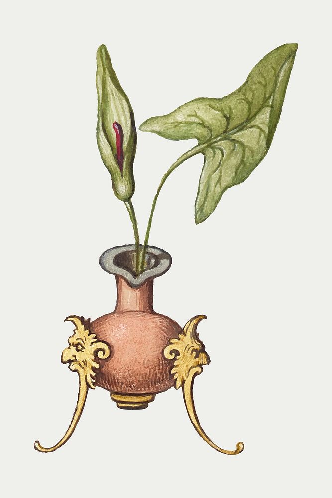 Vector Victorian green plant in a vase decorative