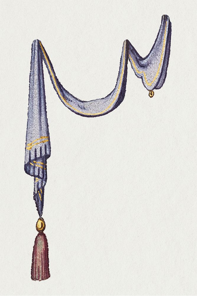 Heraldic blue fabric psd with tassel medieval ornament