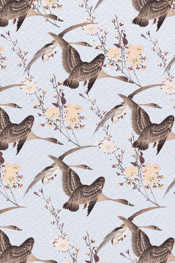 Cherry blossom and flying geese pattern illustration