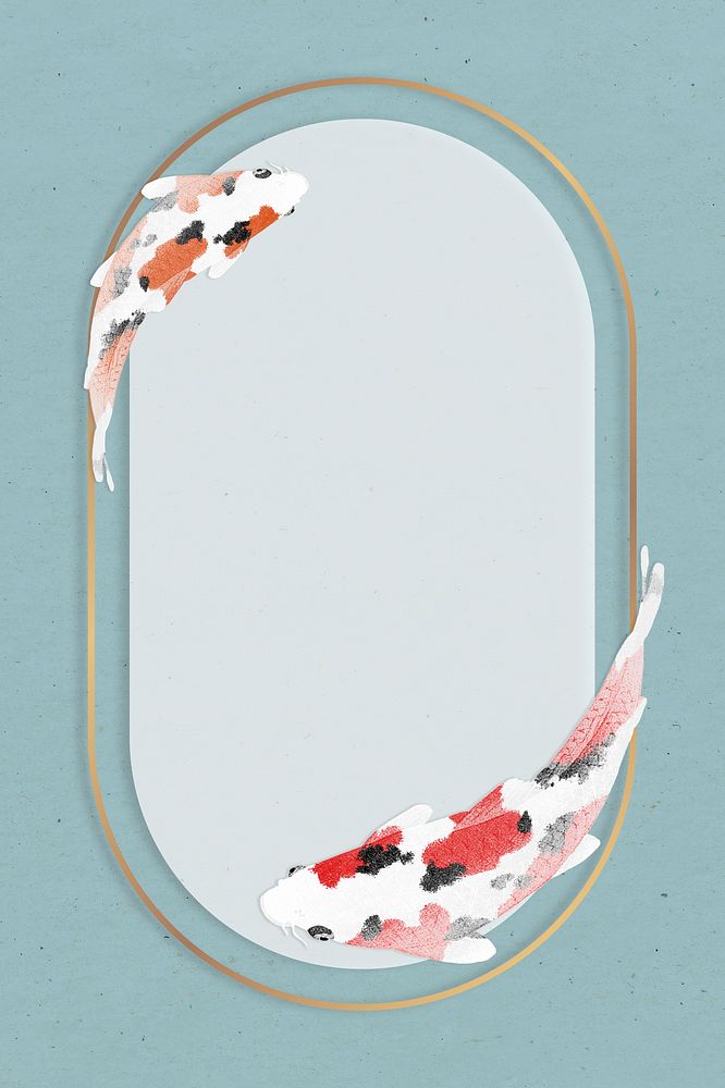 Oval koi fish frame design element