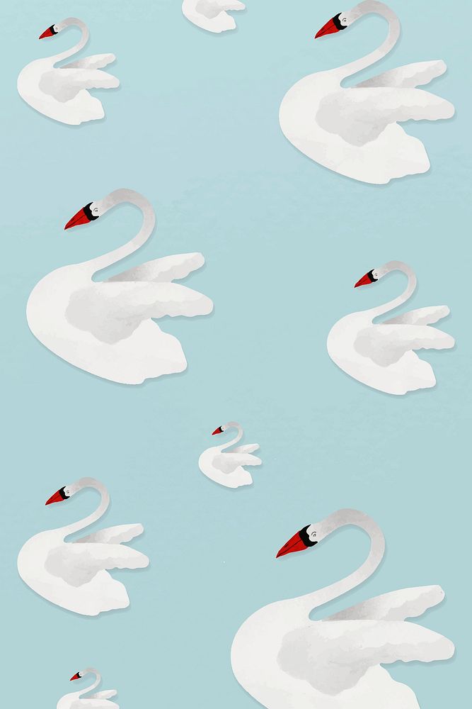 Vintage white swan pattern illustration vector