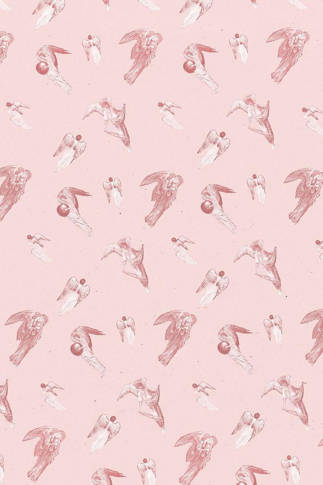 Pink vintage angel pattern