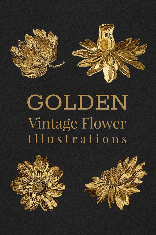 Vintage gold blooming flower set