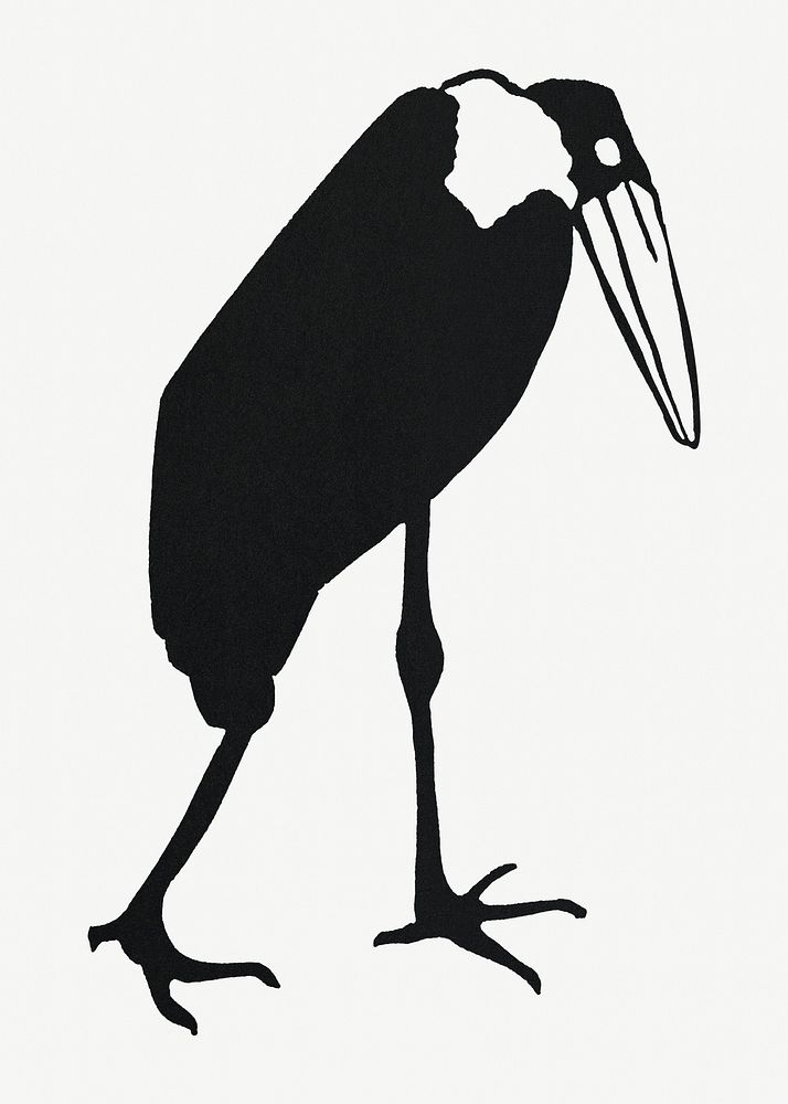 Vintage marabou stork animal psd art print, remix from artworks by Samuel Jessurun de Mesquita