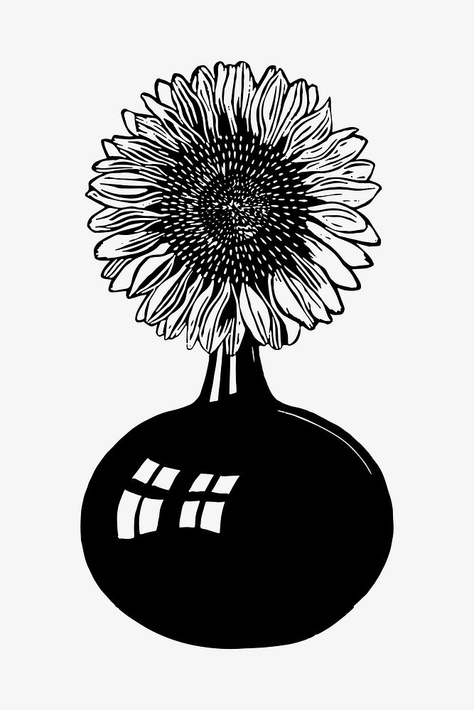 Vintage sunflower vector art print, remix from artworks by Samuel Jessurun de Mesquita