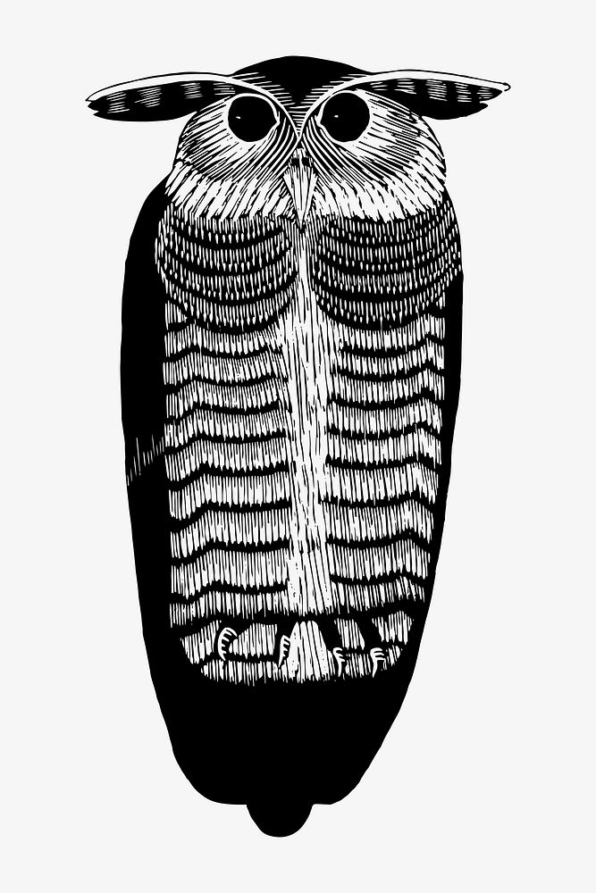 Vintage horned owl art print vector, remix from artworks by Samuel Jessurun de Mesquita