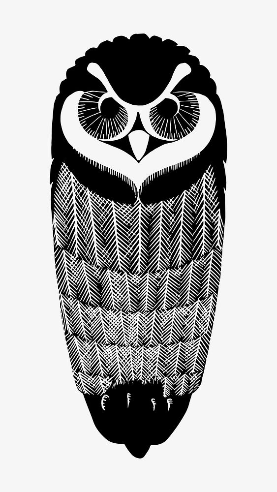 Vintage owl animal art print vector, remix from artworks by Samuel Jessurun de Mesquita