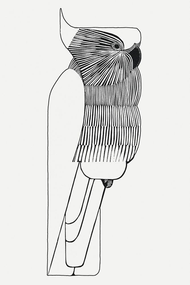 Vintage sulphur&ndash;crested cockatoo psd animal art print, remix from artworks by Samuel Jessurun de Mesquita