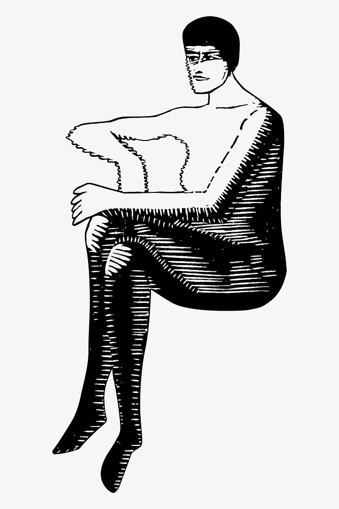 Vintage nude sitting man art print vector, remix from artworks by Samuel Jessurun de Mesquita